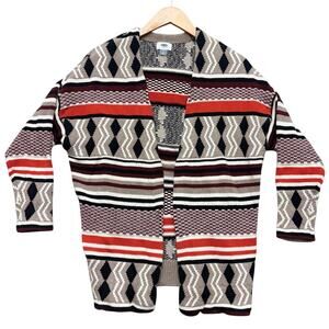 Old Navy Southwestern Tribal Cardigan Sweater Aztec Open Front Longline Size S